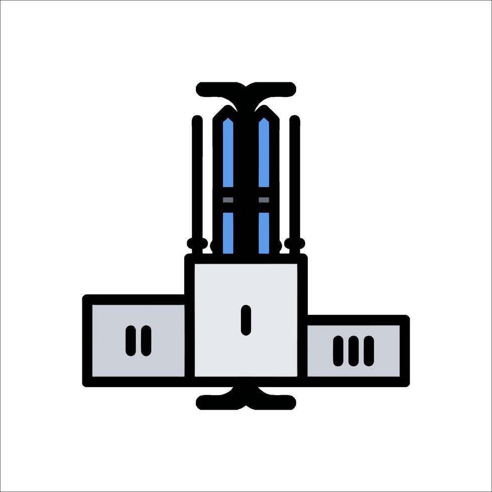 A blue and white icon of a machine vector