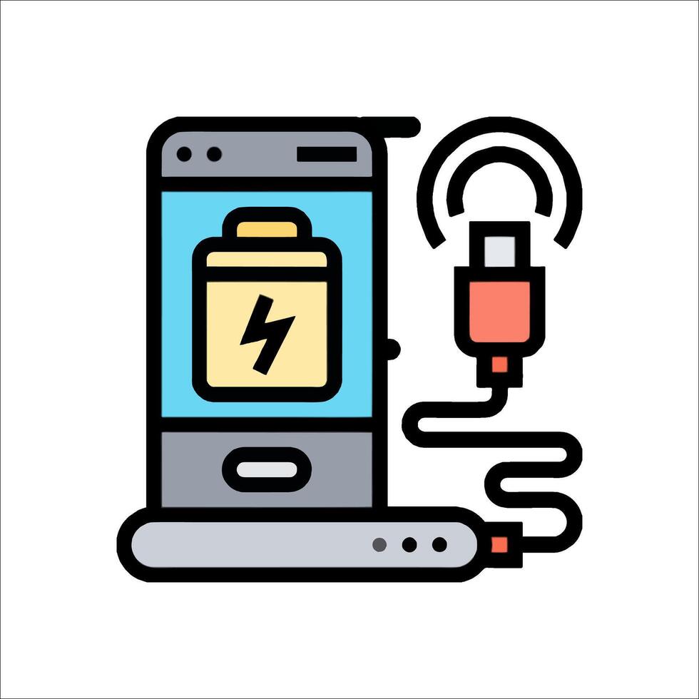 Mobile phone charging icon illustration vector