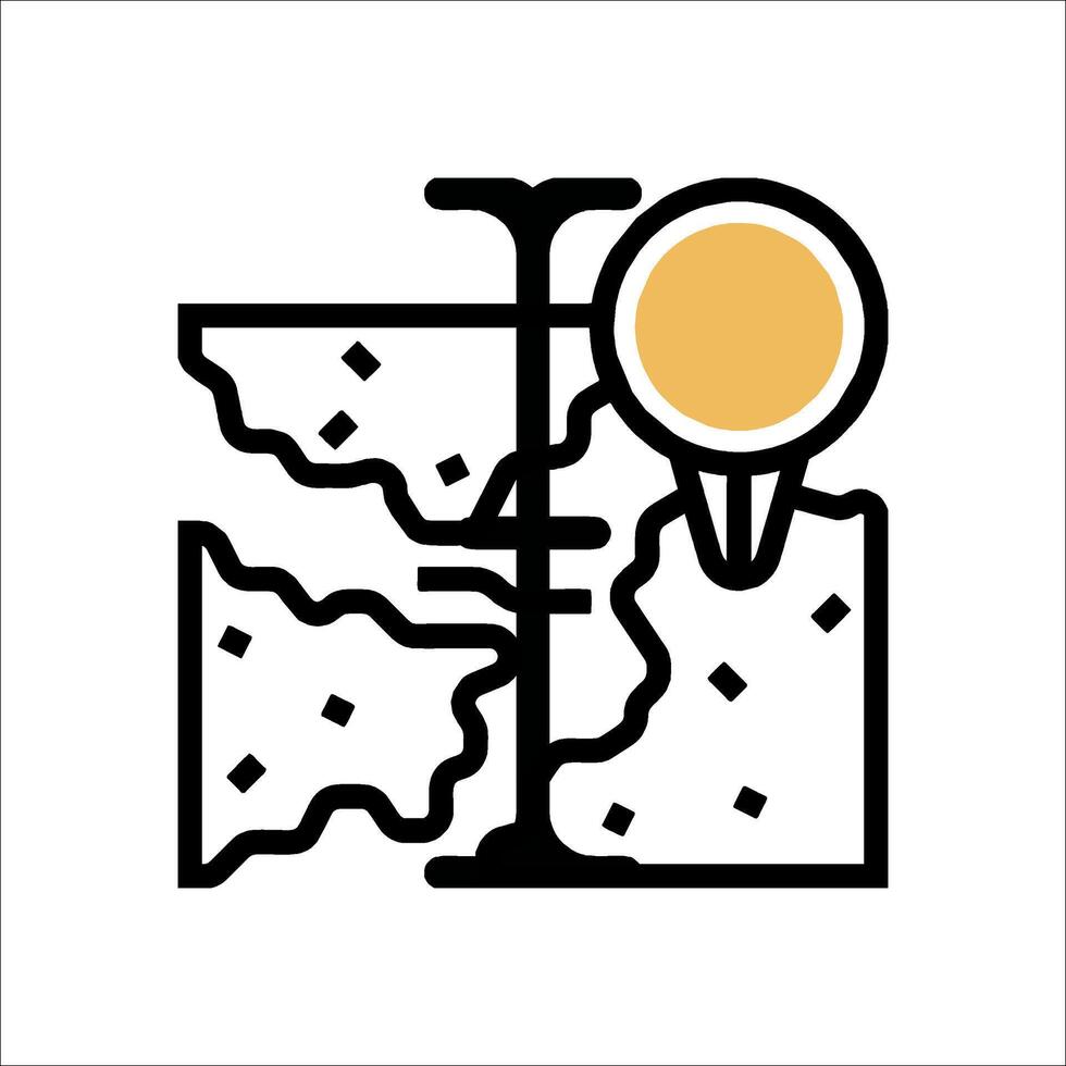 A map with a pin pointing to a location vector