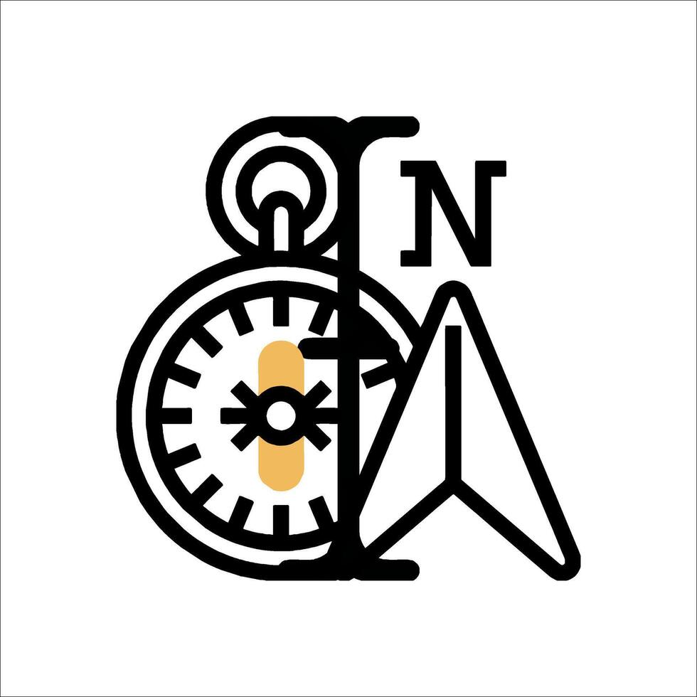 A black and white logo with a compass and a map vector