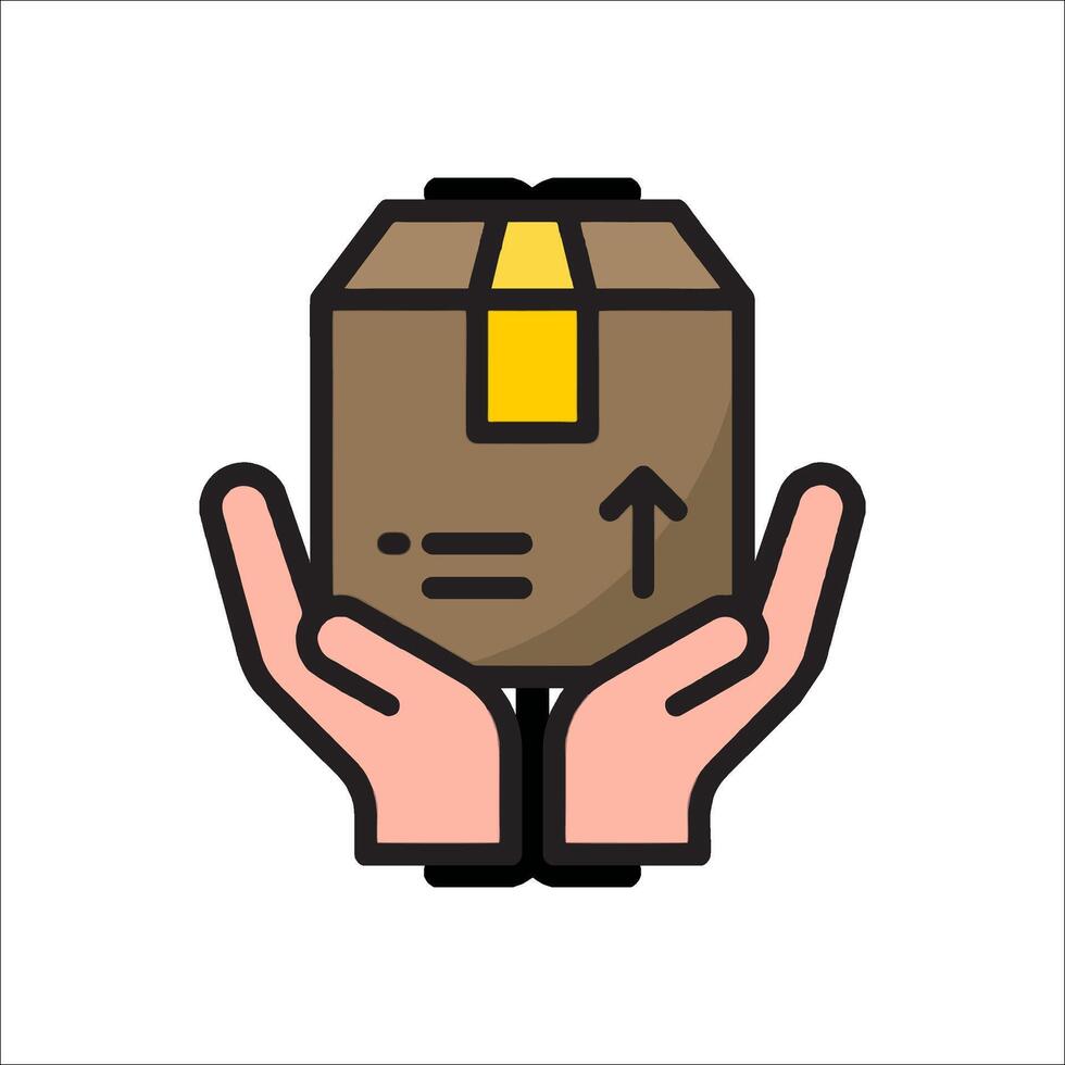 Hand holding a box with an arrow pointing up vector