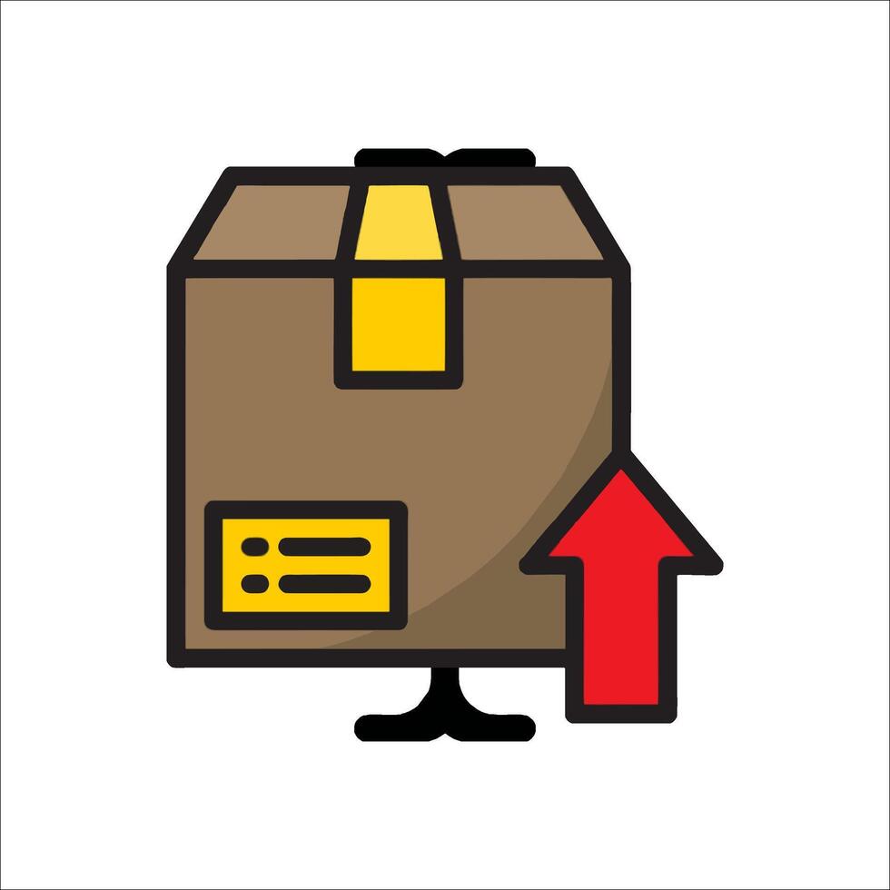 A box with an arrow pointing up and a red arrow pointing down vector