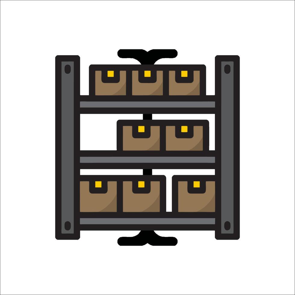A rack with boxes and shelves on it vector