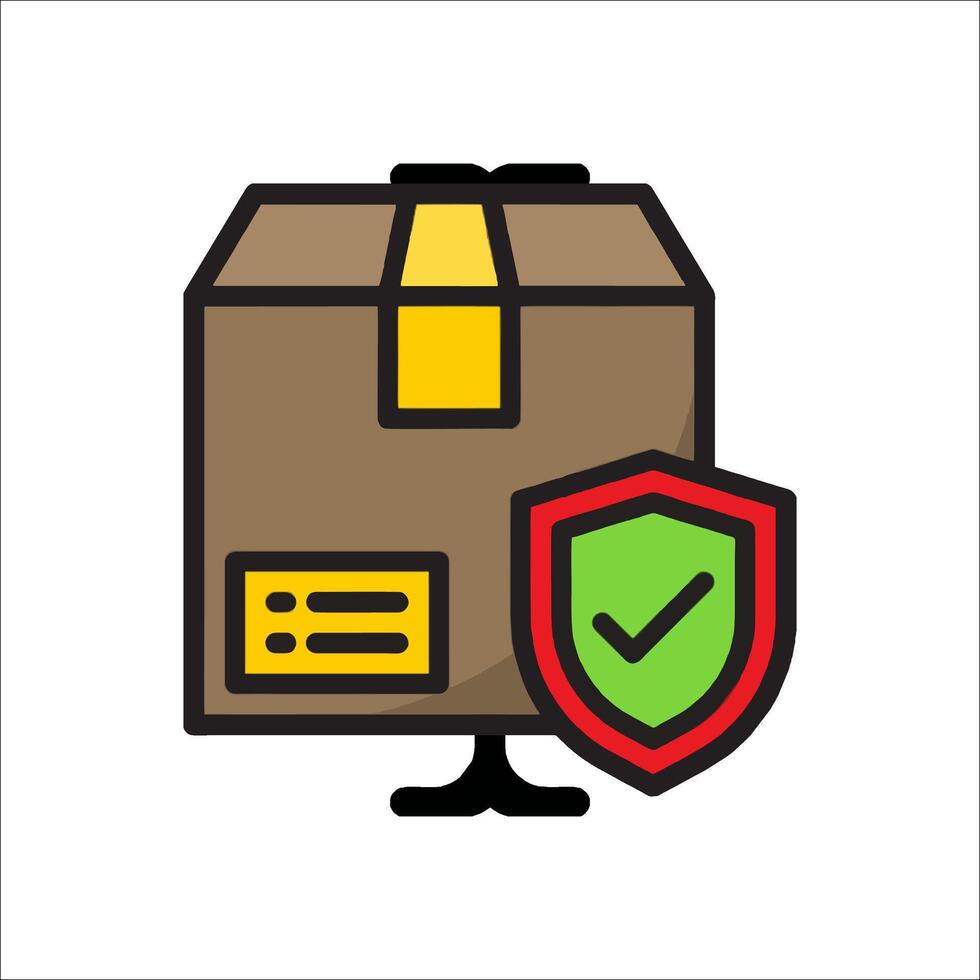 A box with a shield and a check mark on it vector