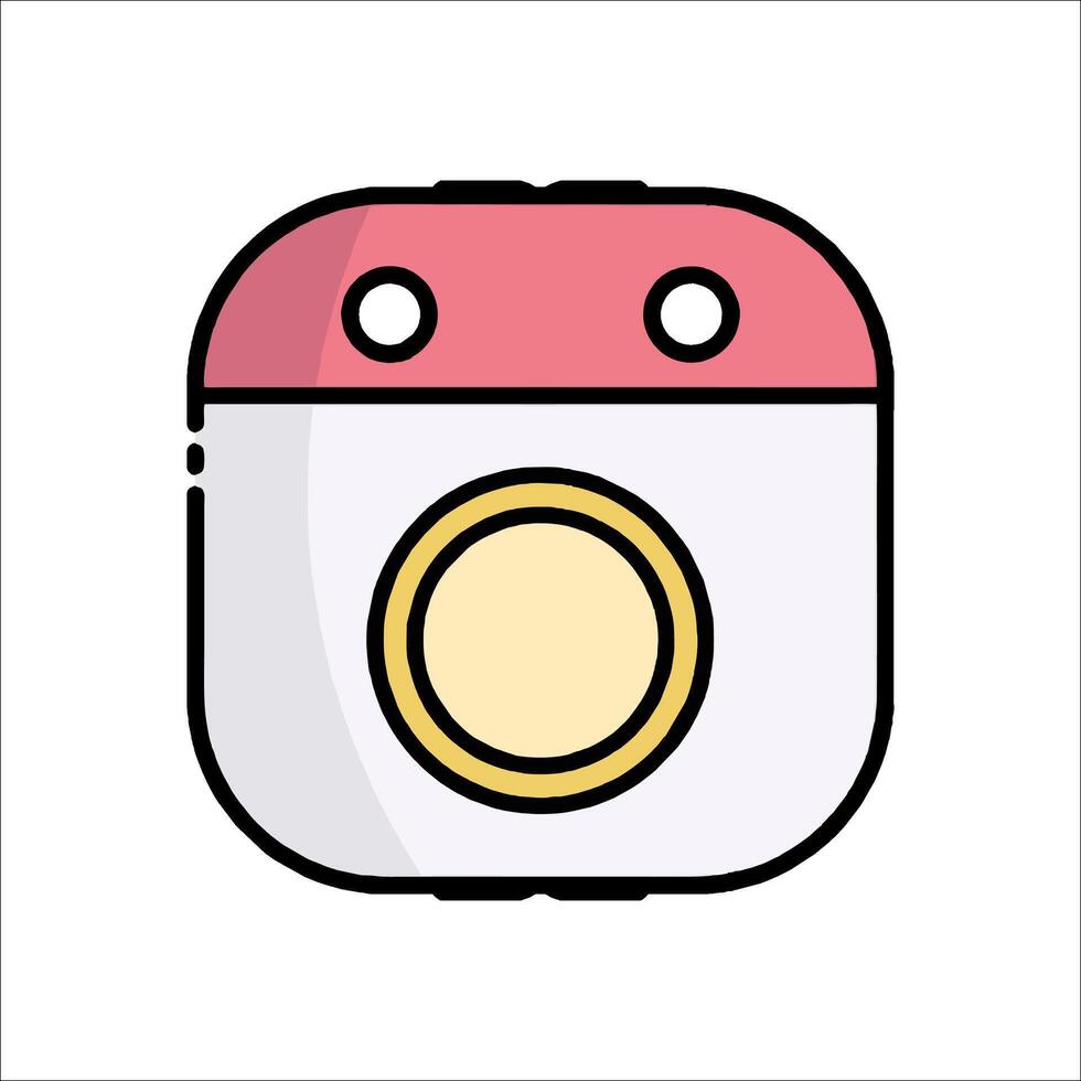 A pink and white camera icon on a white background vector