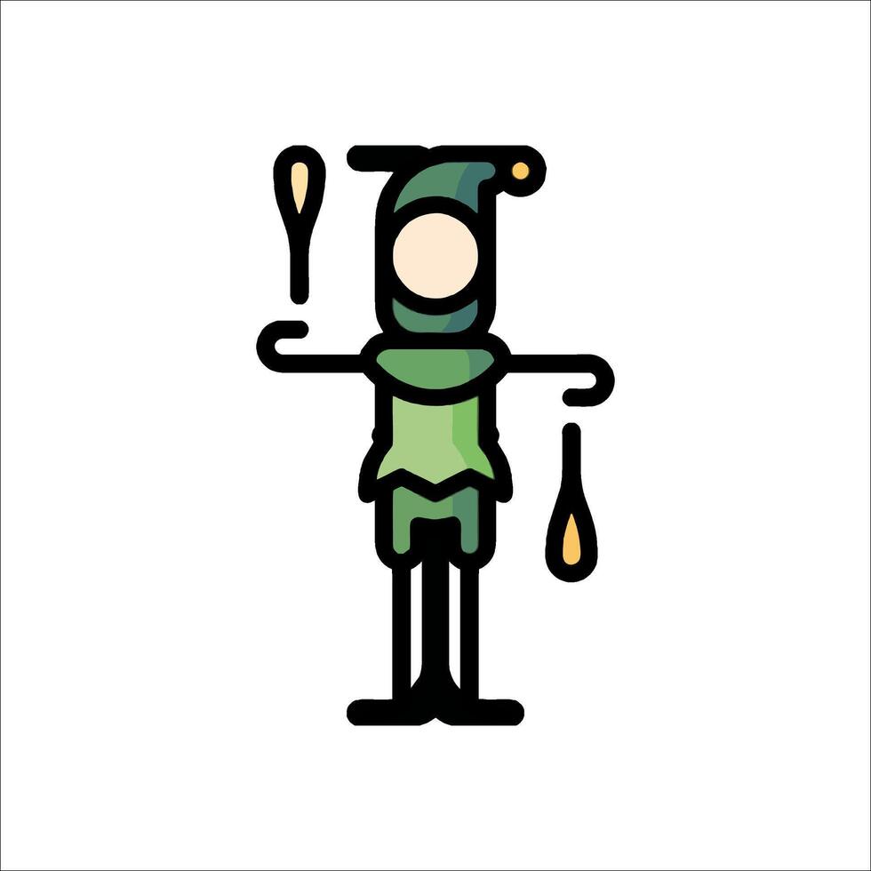 A cartoon elf holding a spoon and a knife vector