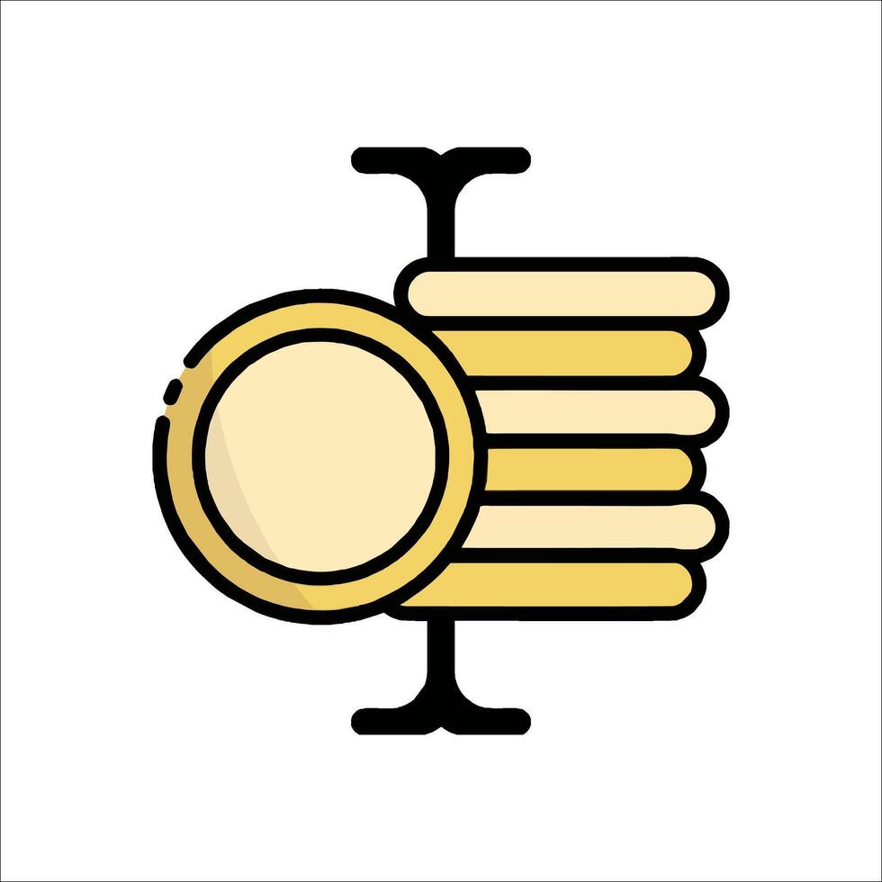 A stack of coins on a stand with a coin in the middle vector