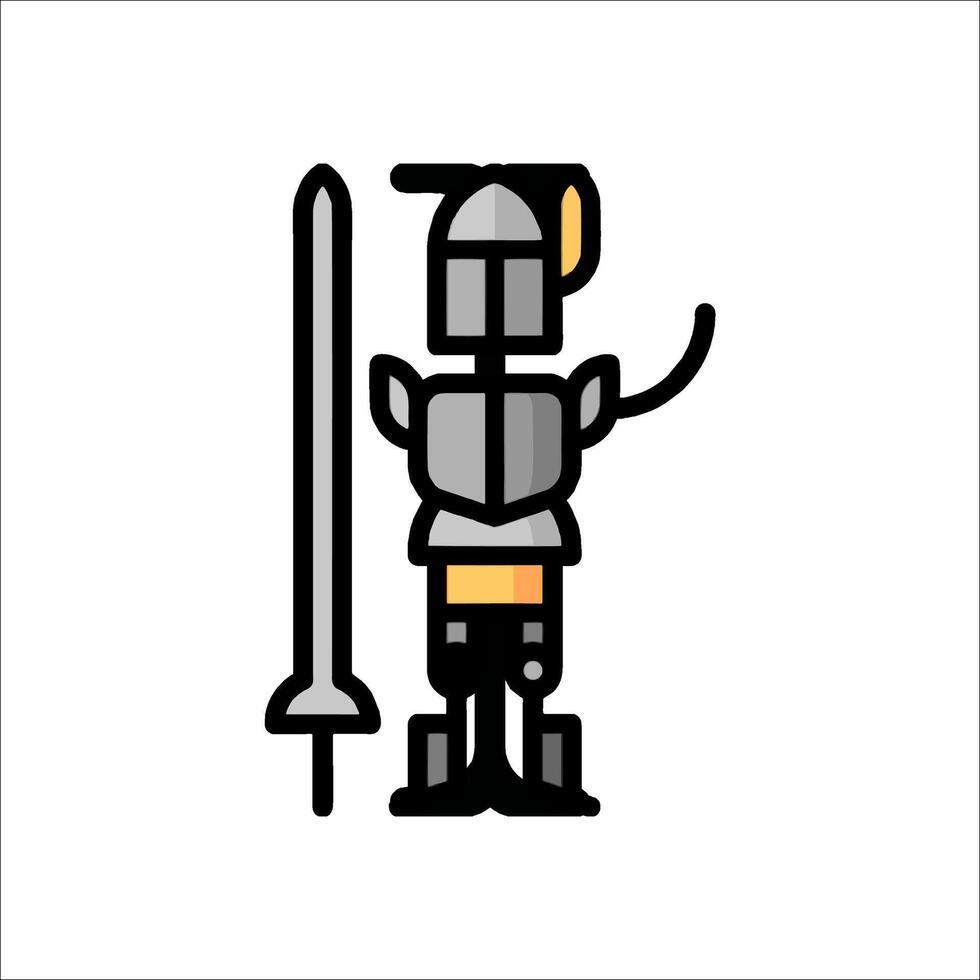 A cartoon character holding a sword and shield vector