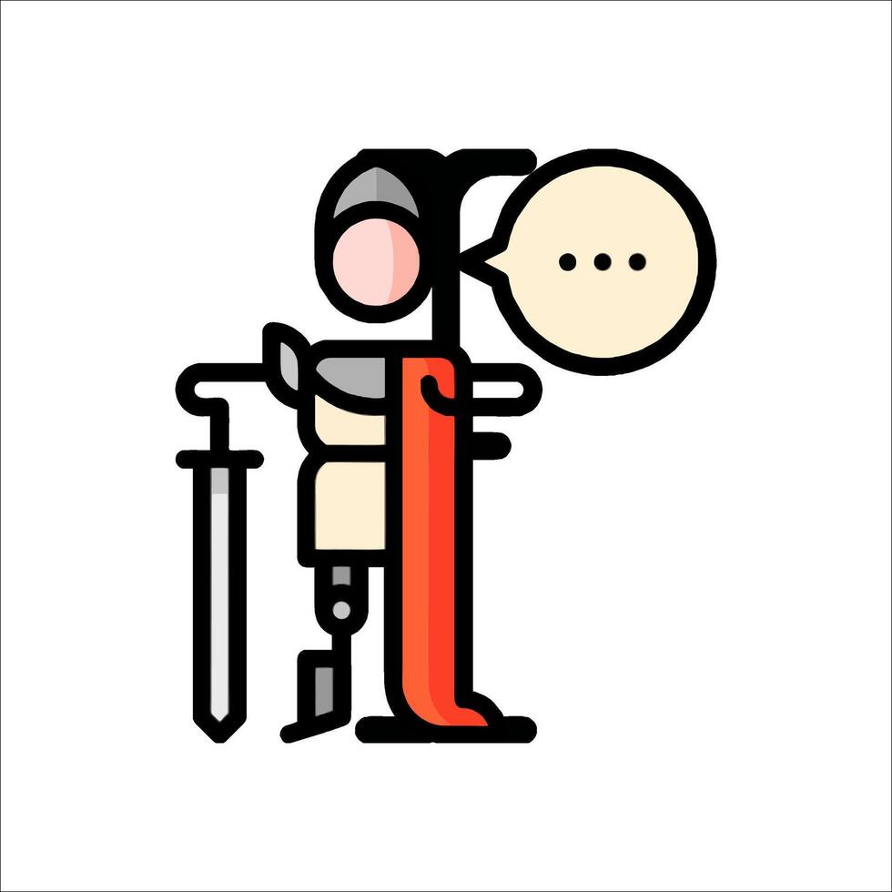 A cartoon man with a sword and a speech bubble vector