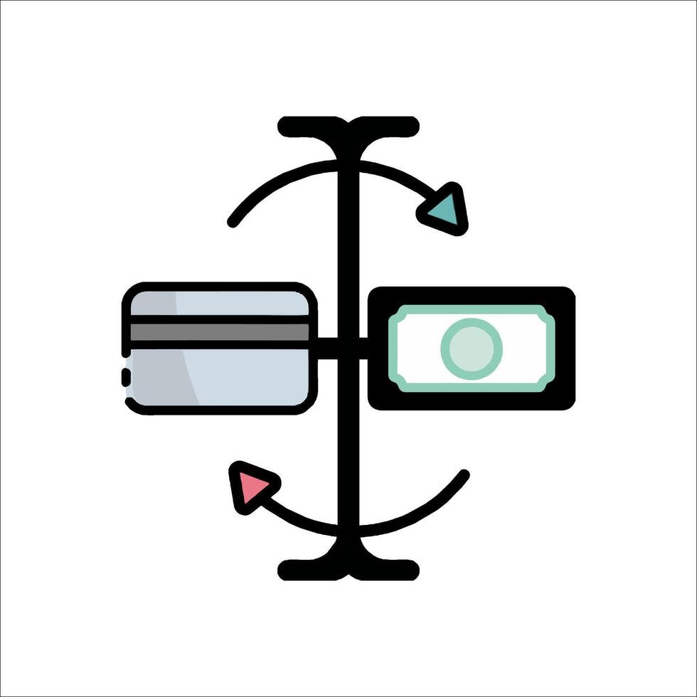 A flat icon of a credit card and money vector