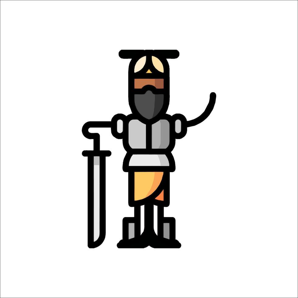 A cartoon character holding a sword and wearing armor vector