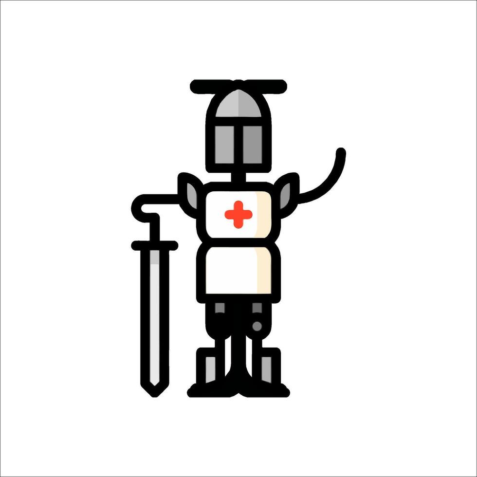 A robot with a red cross on his chest vector