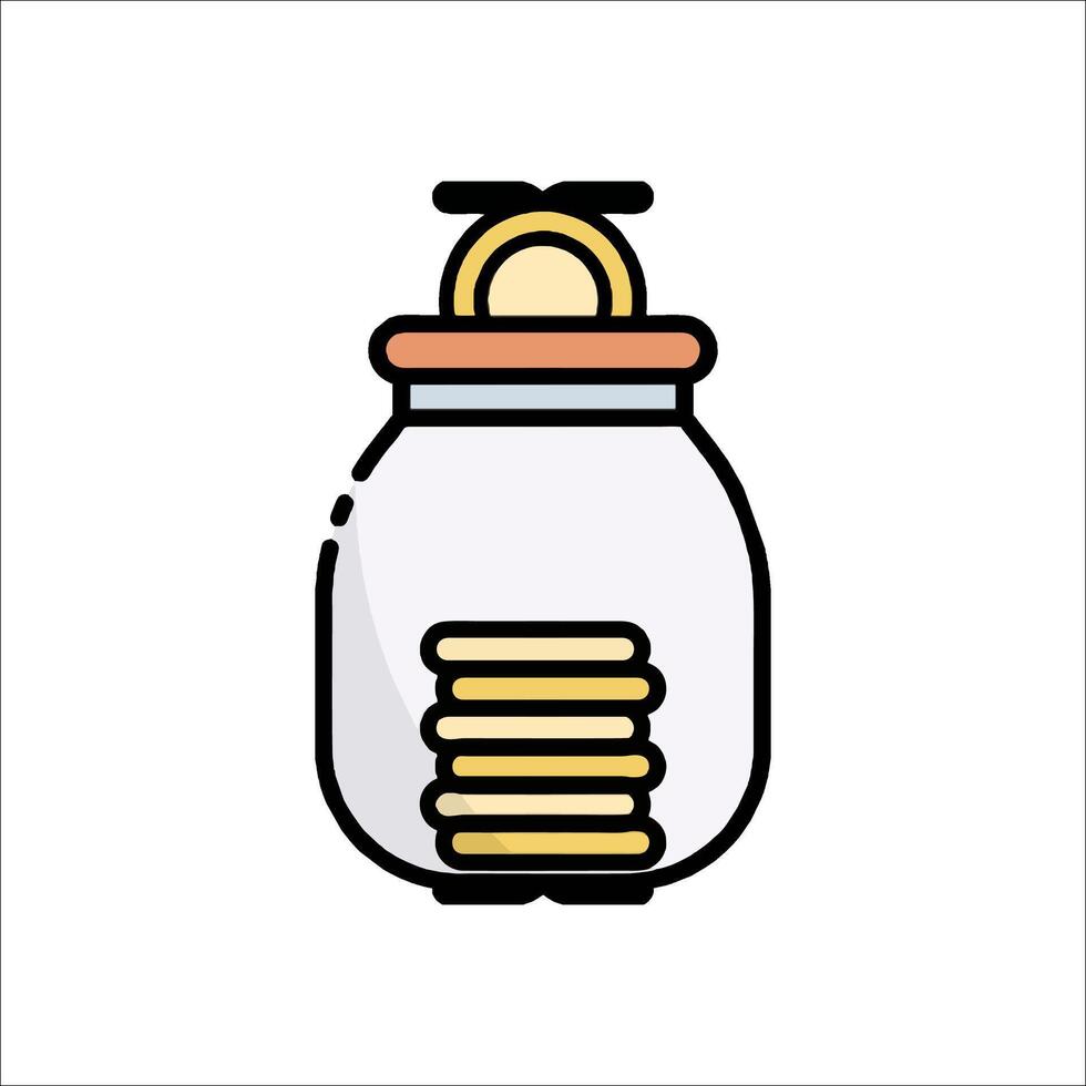 A jar with coins inside on a white background vector