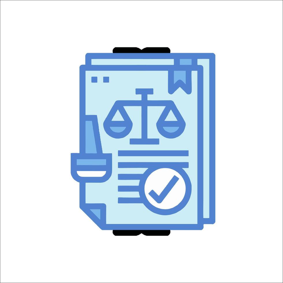 A document with scales and a check mark vector
