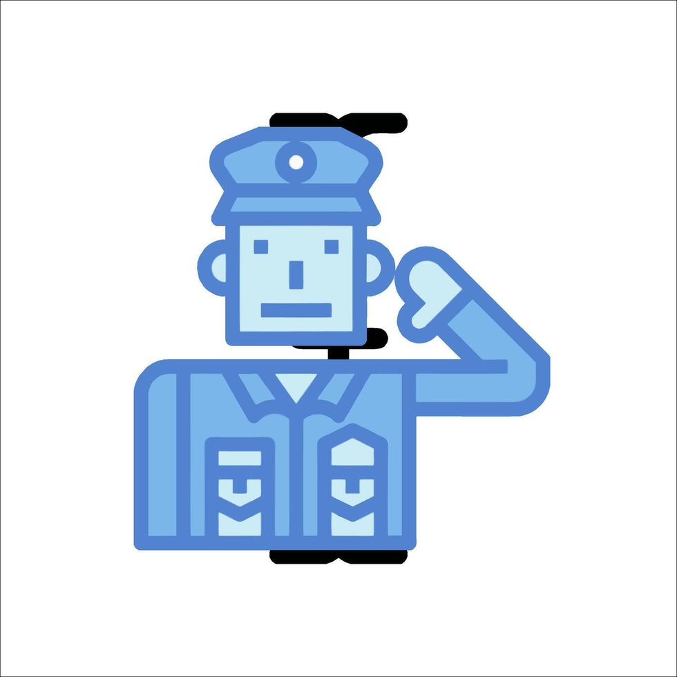 A blue police officer with his hand up vector