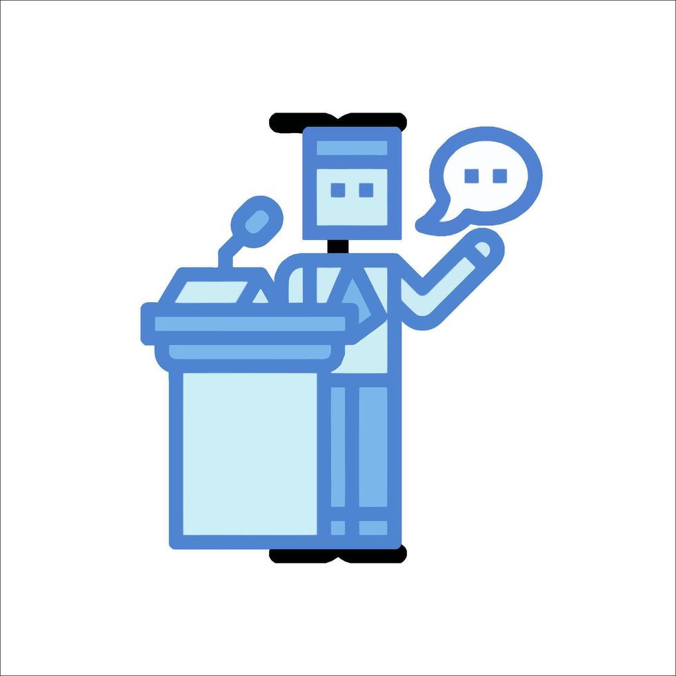 A robot is giving a speech at a podium vector