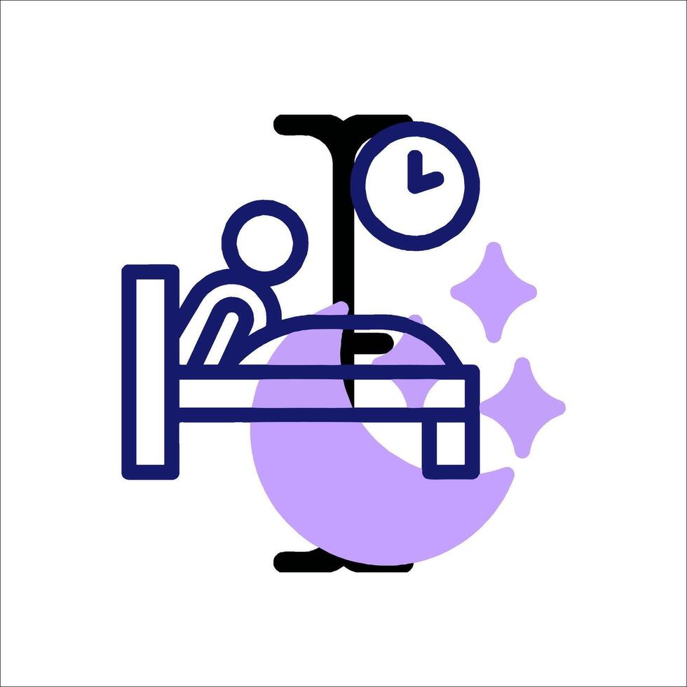 A person in bed with a clock on the wall vector