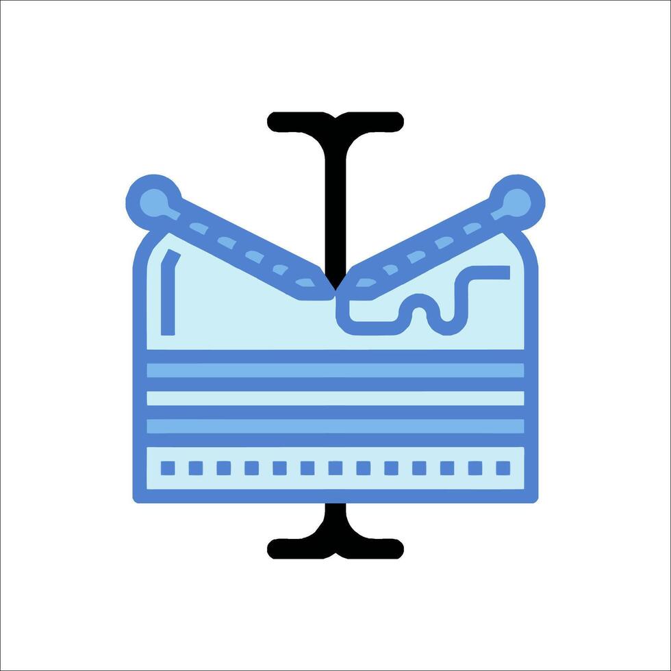 A blue and white icon of a medical device vector