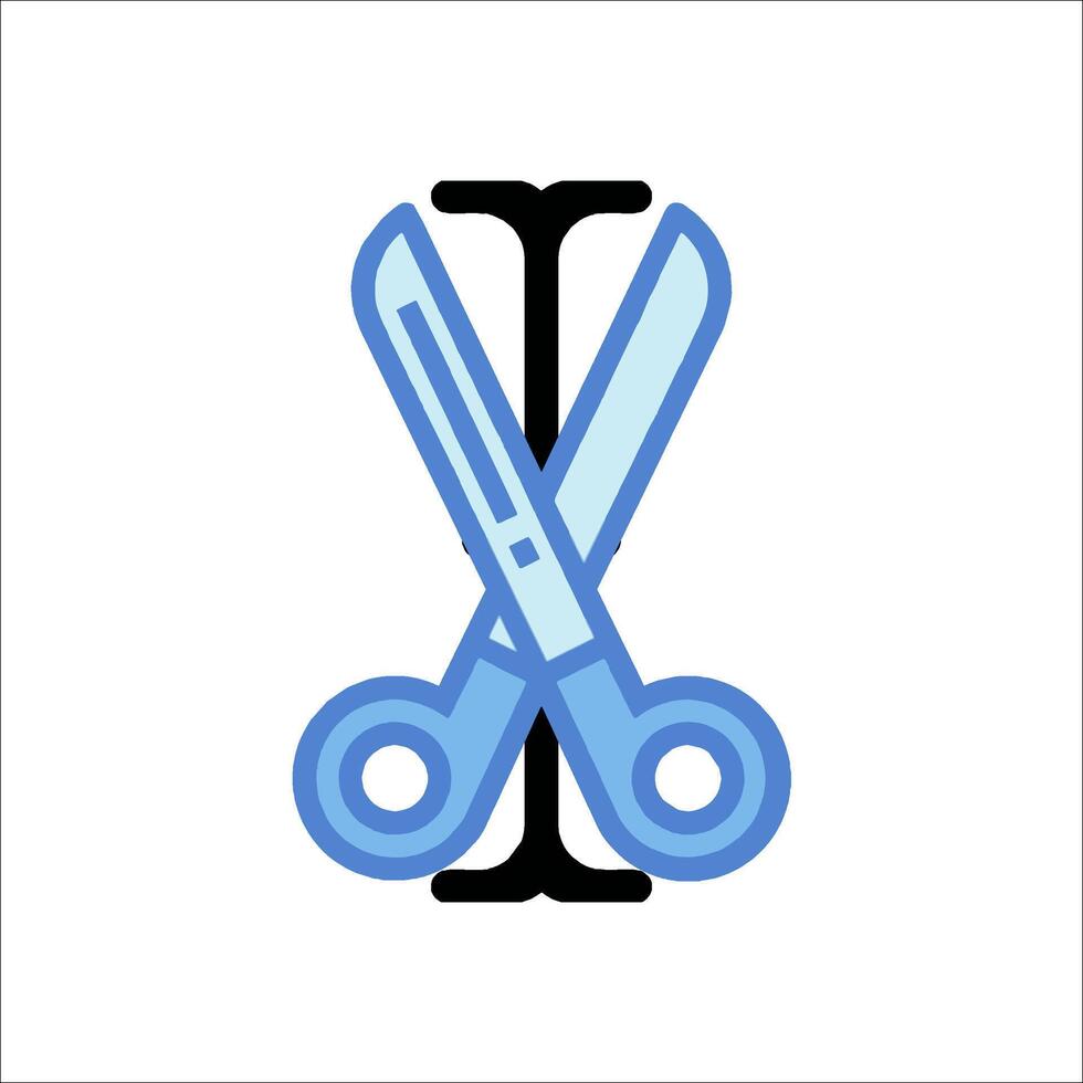 A pair of scissors are shown on a white background vector
