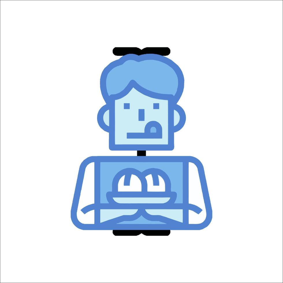 A man holding a plate with a fork and knife vector