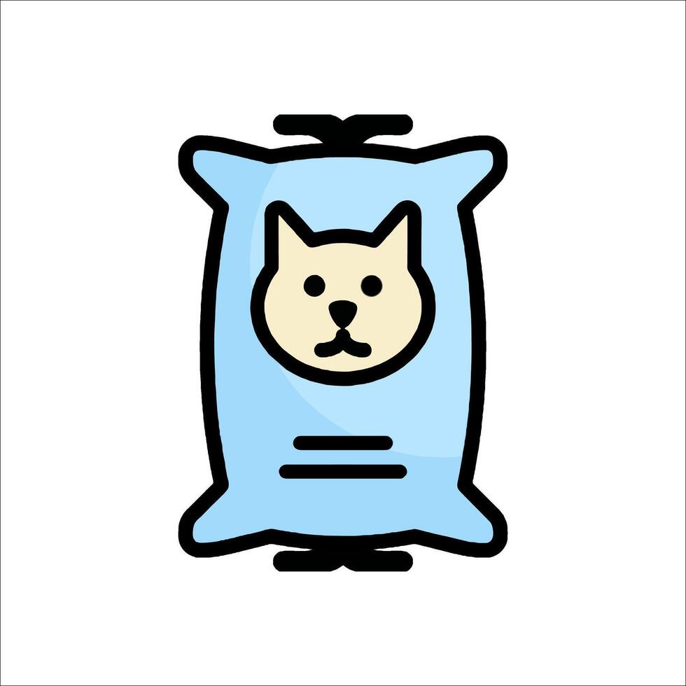 A cat is sitting in a bag on a white background vector
