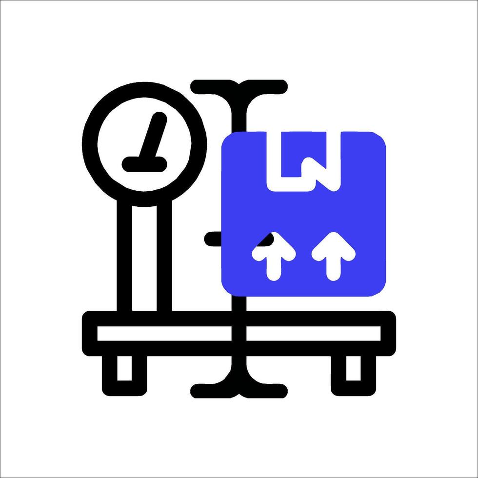 A blue and black icon of a clock and a box vector
