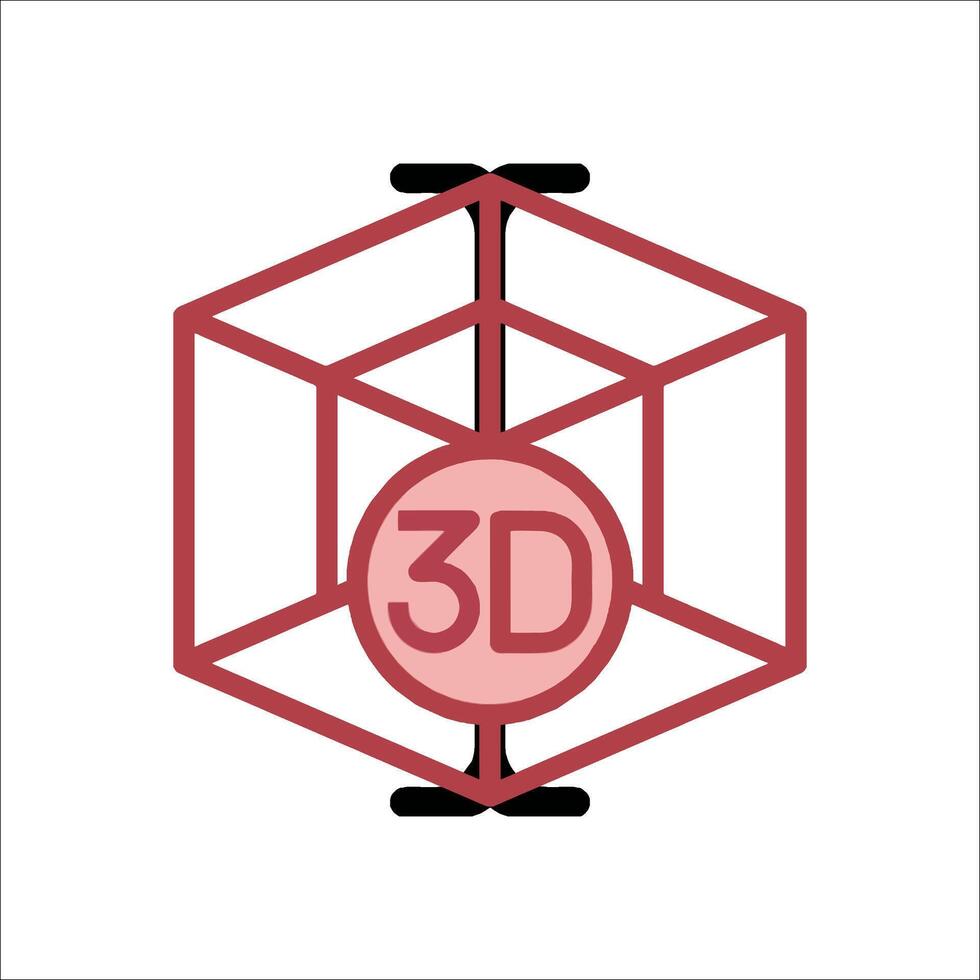 The 3d cube logo with the word 3d in red vector