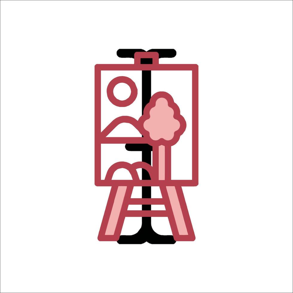 A red and pink easel with a tree on it vector