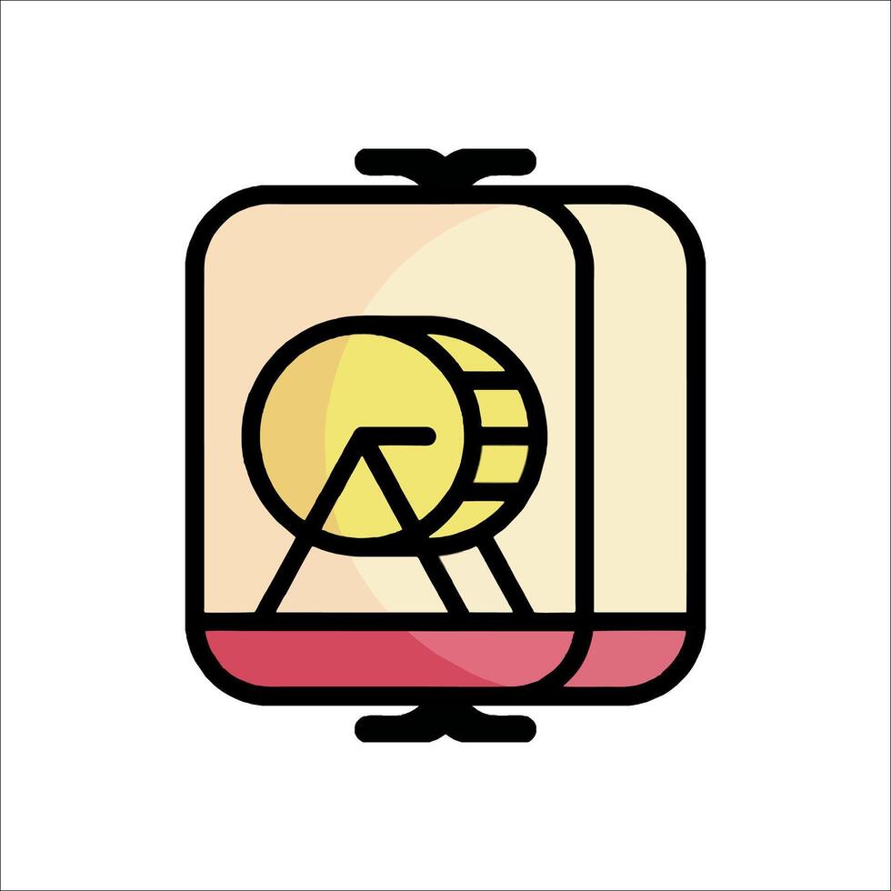 A red and yellow box with a clock inside vector