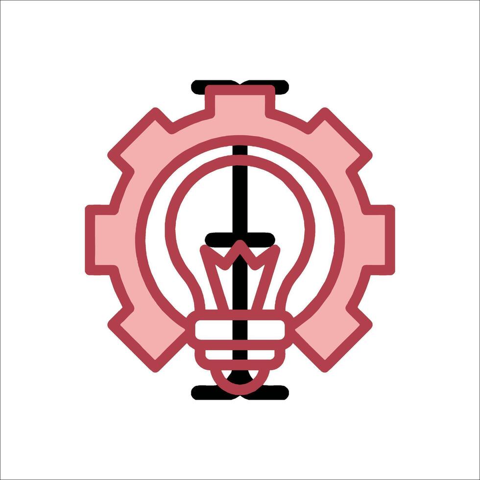 A red light bulb with gears on it vector