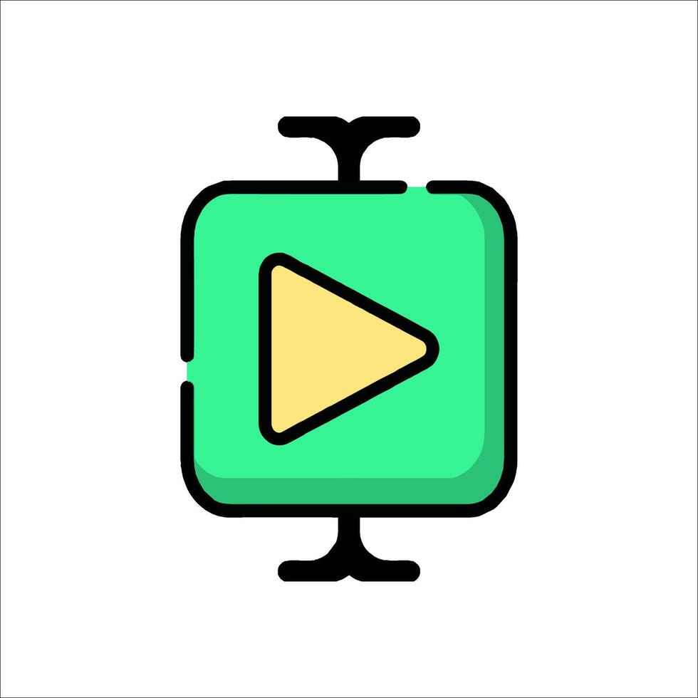 A green play button icon on a white background vector