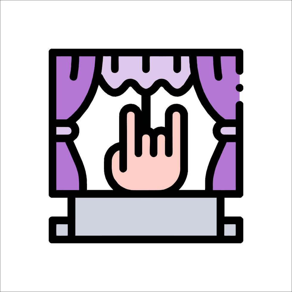 A hand gesture with a curtain and a curtain vector