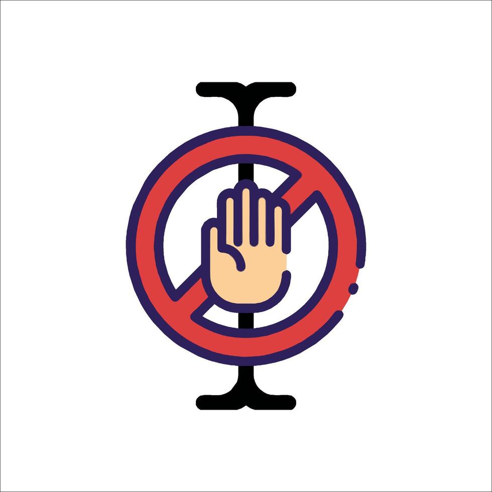 No entry sign with hand and stop sign vector