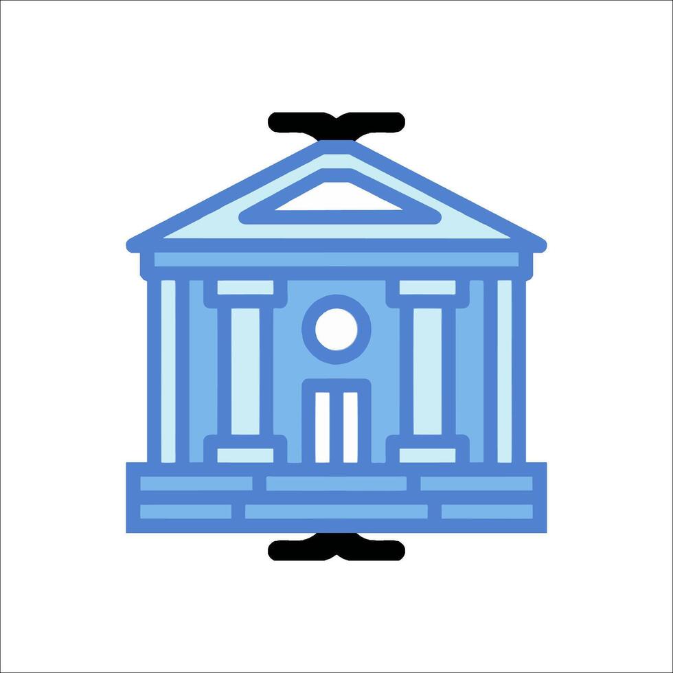 A blue building with a clock on top vector
