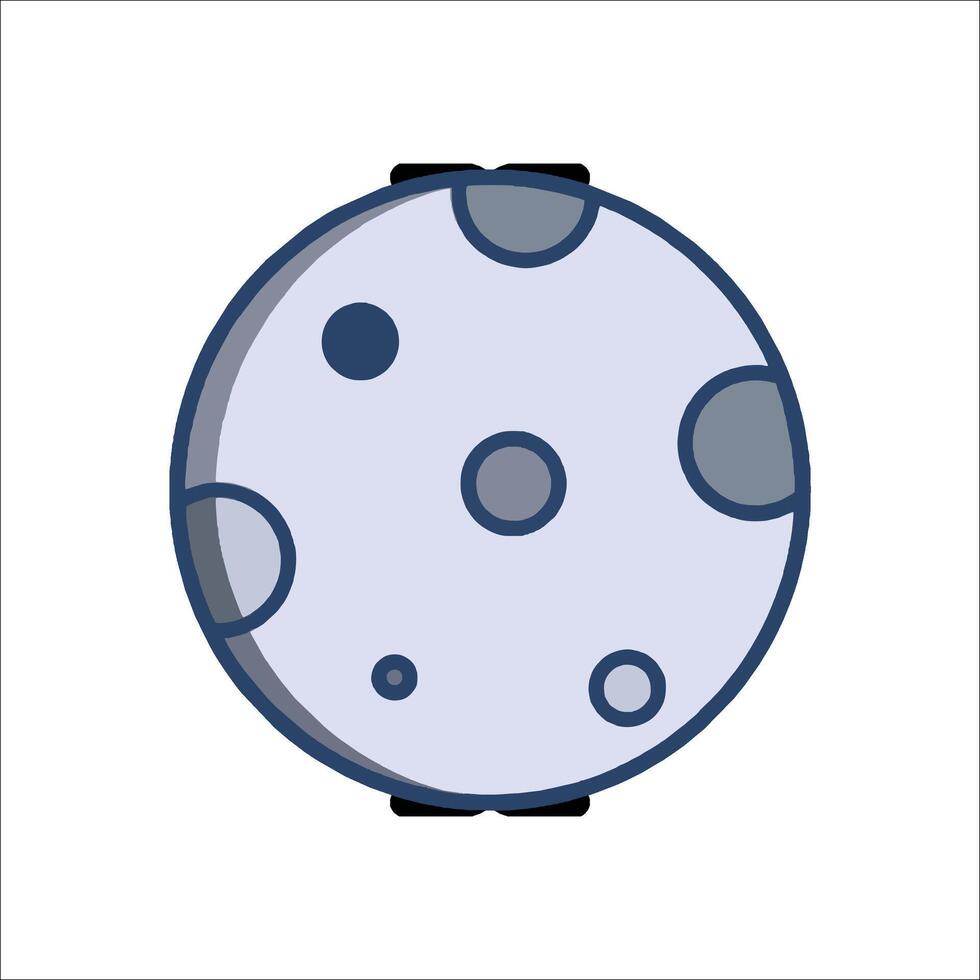 A flat blue moon with black dots on it vector