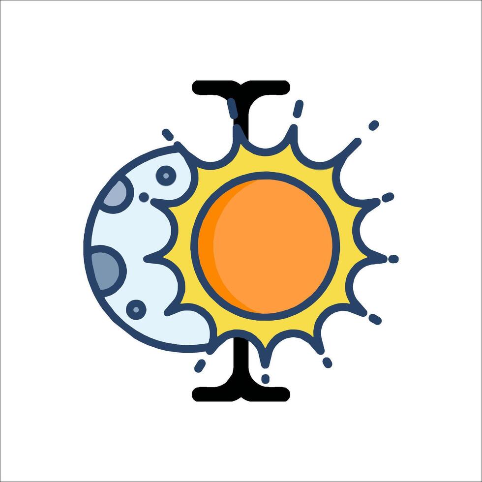 The moon and sun are shown in a flat line icon vector