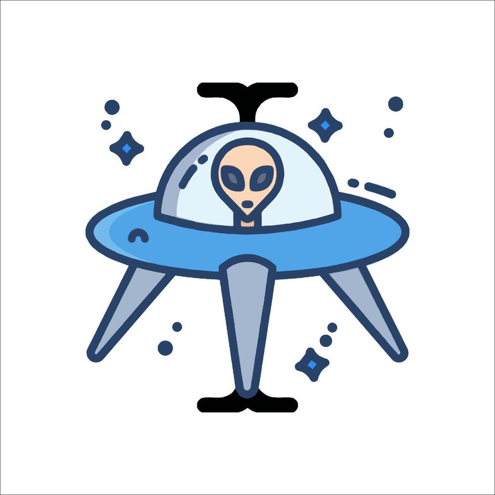 Alien spaceship icon illustration vector