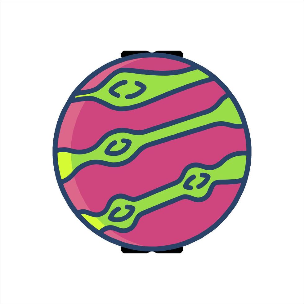 A pink and green ball with a green stripe on it vector