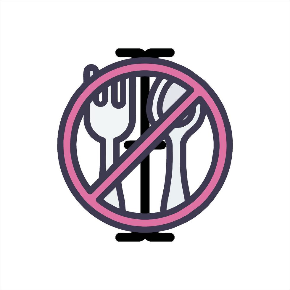No fork and spoon icon in a circle with a sign that says no fork and spoon vector