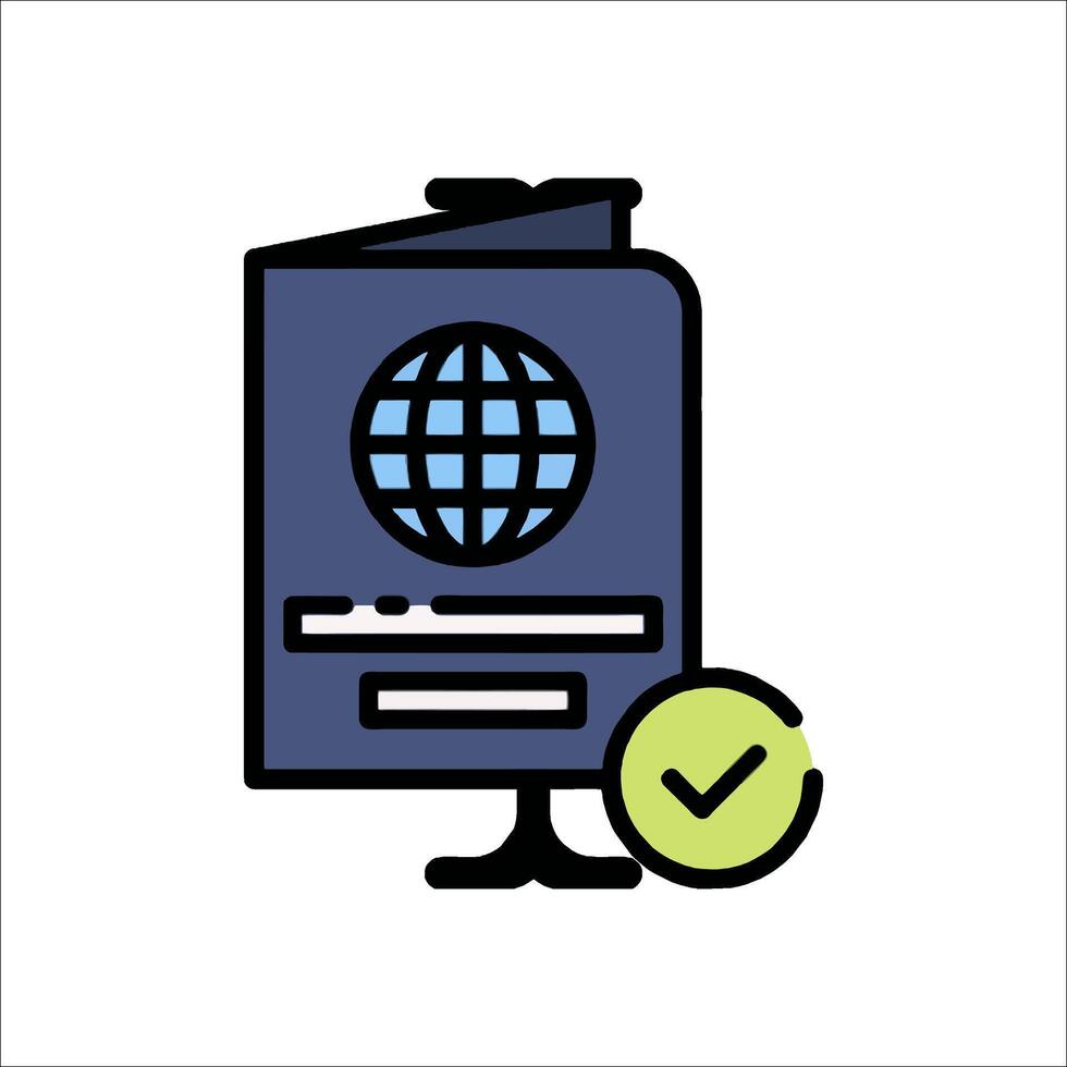 A globe and a check mark on a computer screen vector