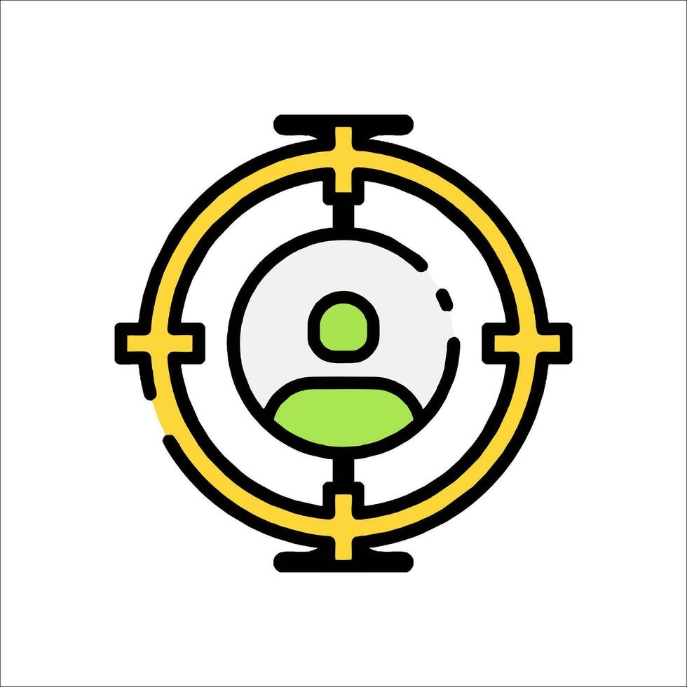 A green and yellow icon of a person in a target vector