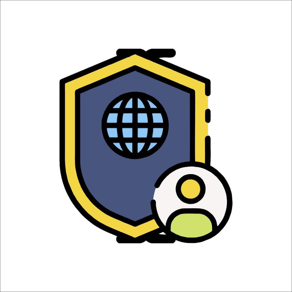 A shield with a globe on it and a person holding a globe vector