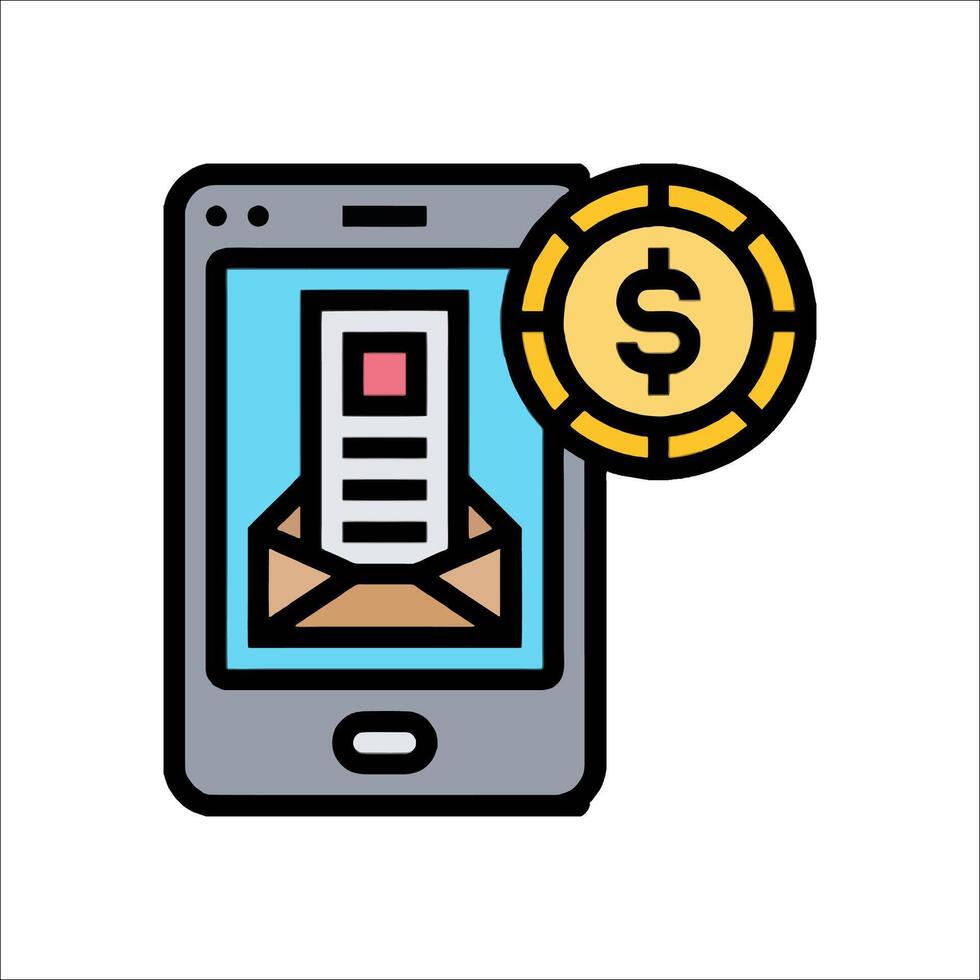 Mobile phone with envelope and money icon vector