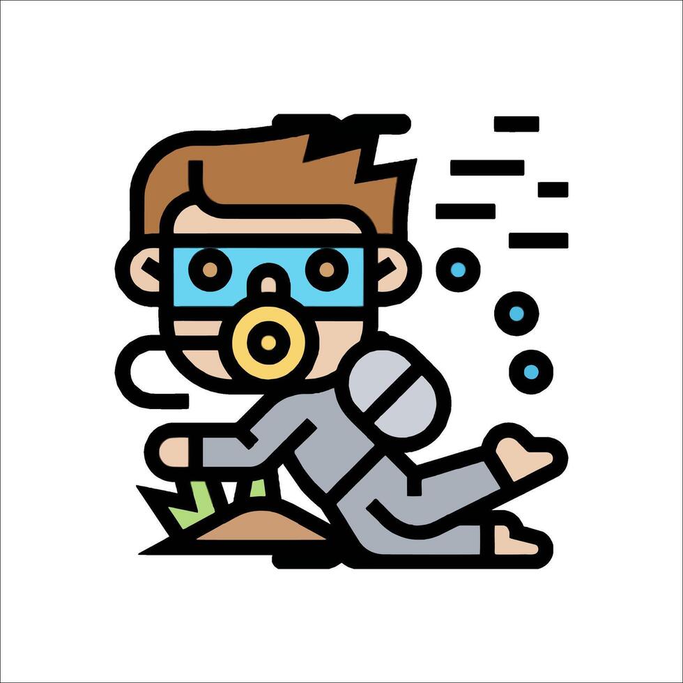 A man in a diving suit is diving into the water vector