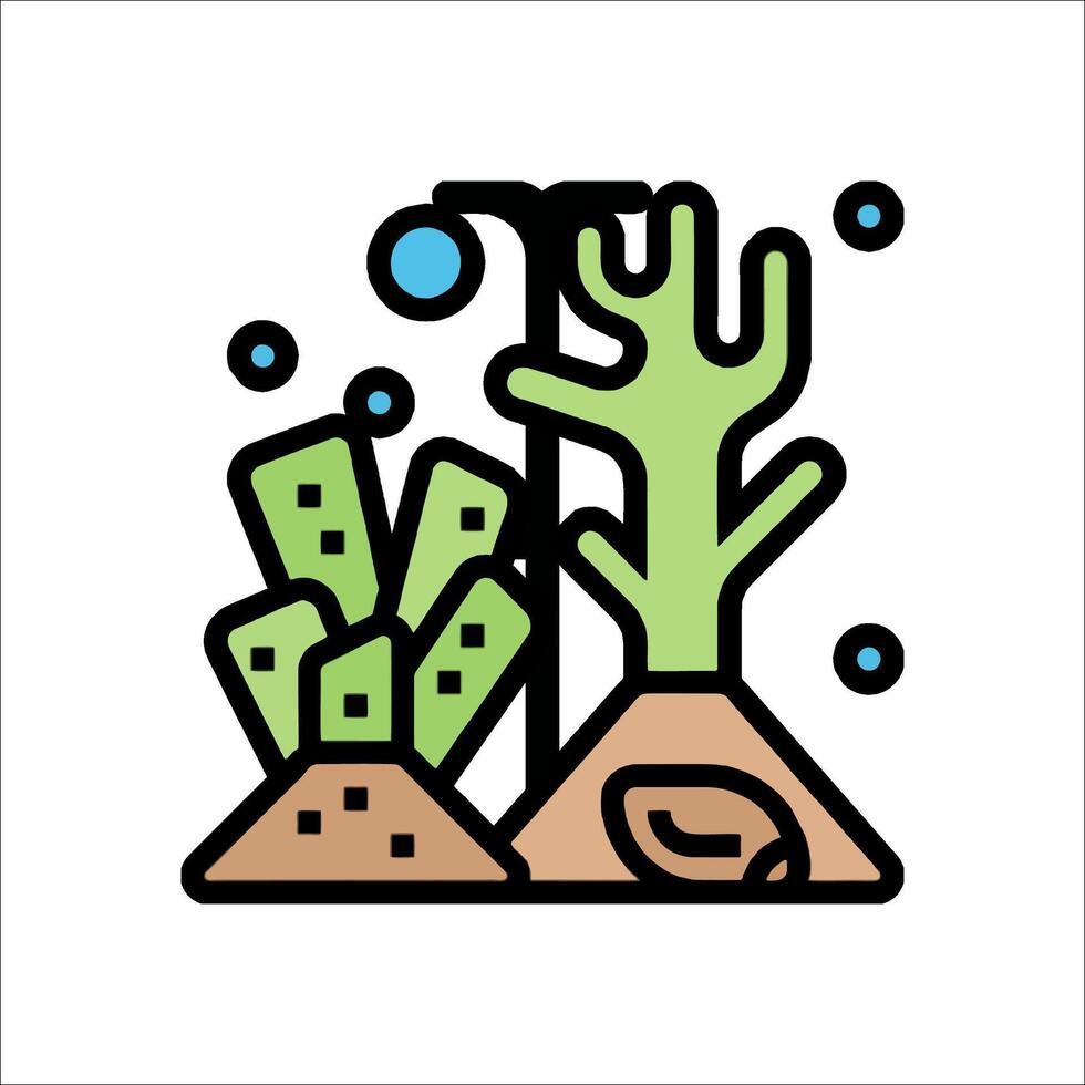 A cactus plant and a tree in the desert vector