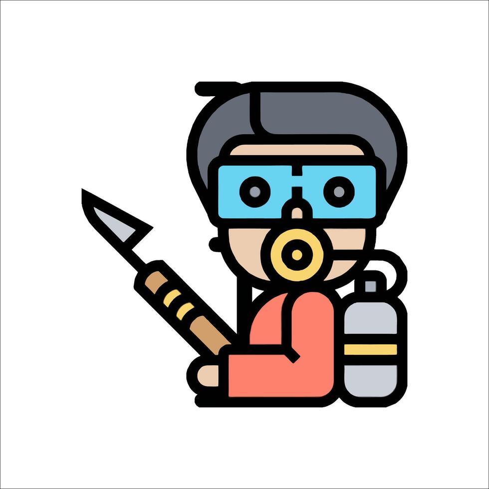 A man with a mask and a tool in his hand vector