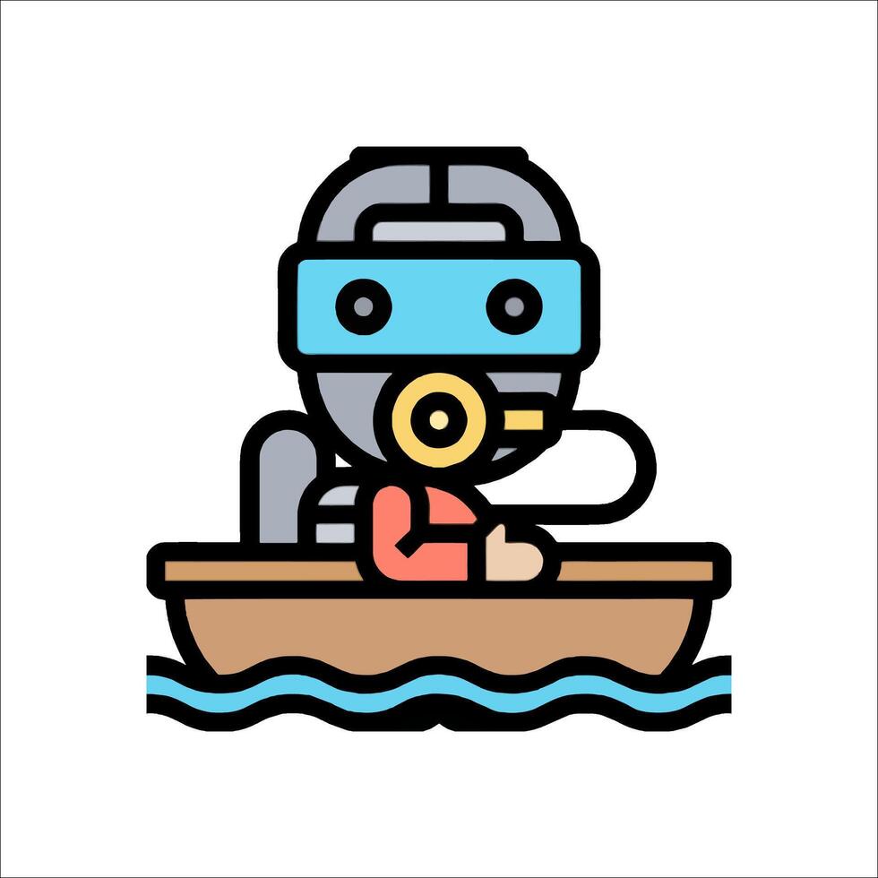 A cartoon man in a boat with a mask on vector