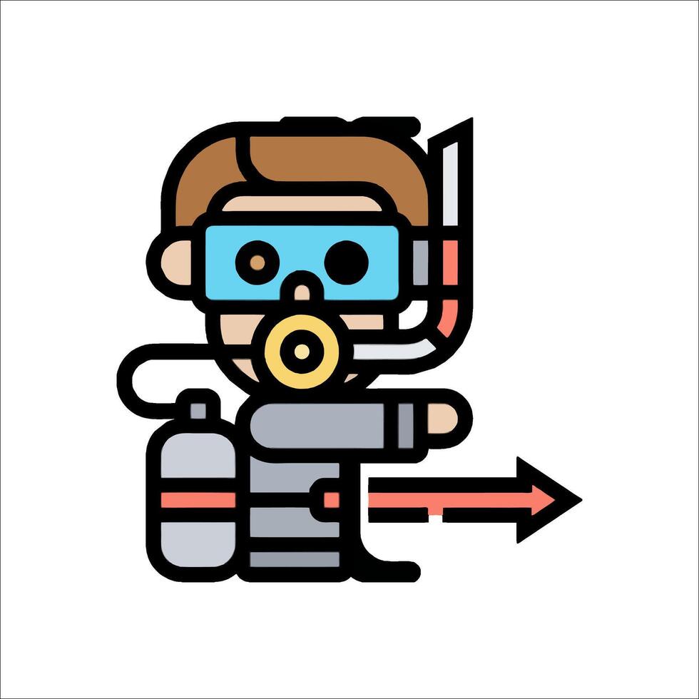 A man with a scuba mask and a scuba gear vector
