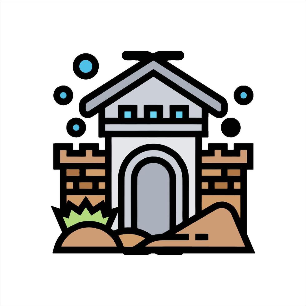 A castle with a castle on top of it vector