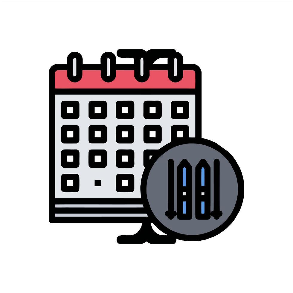 A calendar icon with a clock and a mouse vector